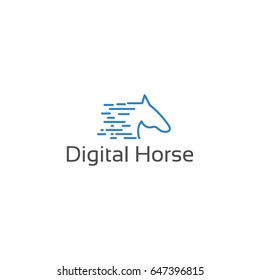 Digital Horse vector logo. Horse run vector icon