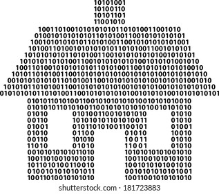 digital house concept - house made of numbers 0 and 1