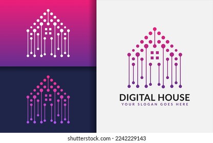 Logo-Design des Digital House mit dem Konzept der Tech Dot Combination.