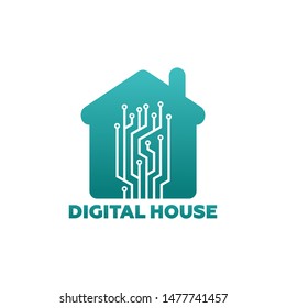 Digital House Logo Template Design Vector, Emblem, Design Concept, Creative Symbol, Icon