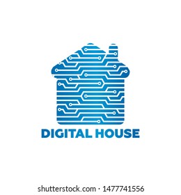 Digital House Logo Template Design Vector, Emblem, Design Concept, Creative Symbol, Icon