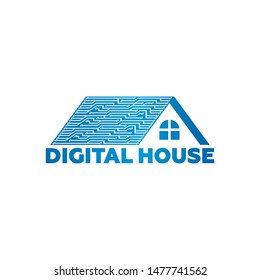 Digital House Logo Template Design Vector, Emblem, Design Concept, Creative Symbol, Icon