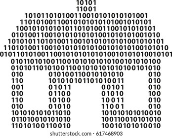 digital house made of numbers 0 and 1