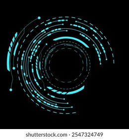 Círculo digital hud com placa de circuito e elementos eletrônicos. Detalhes de alta tecnologia futuristas para design de interface do usuário e interface gráfica. Ilustração vetorial. EPS 10