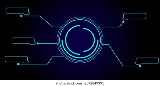 Digital hud frames. Futuristic user interface digital panels and buttons, cyber tech bar and Sci Fi titles box. Game menu or dashboard message window frame vector set. Illustration.
