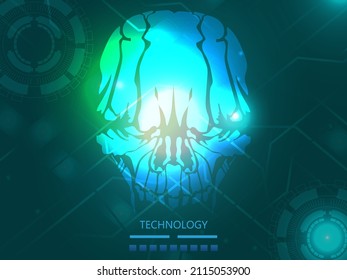 Digital HUD GUI UI with binary code  Futuristic, sci fi user interface. Virtual modern graphic. Technology background design.skull  Dashboard display Vector.