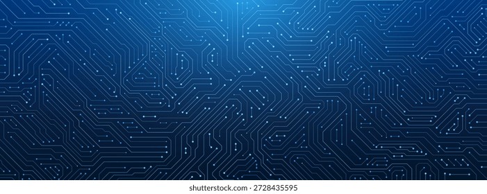 Interfaz de hud digital con un Fondo de pantalla de placa de circuitos AI azul y Elementos de tecnología brillante. Este patrón de placa base es perfecto para pantallas de servidor inteligentes y Diseños web mínimos.
