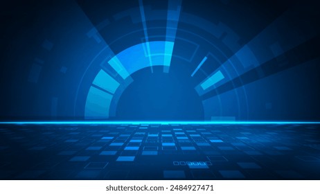 Digital hud ring technology concept adstract blue background.