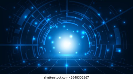 Digital hud ring technology concept blue background, Futuristic blue digital background.