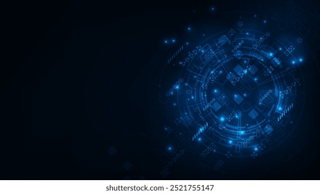Digital hud sci fi technology concept adstract blue light background.