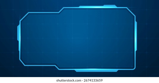 Digital HUD screen or technology box blue light interface vector editable	