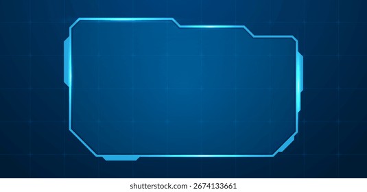 Digital HUD screen or technology box blue light interface vector editable	