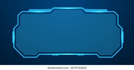 Digital HUD screen or technology box blue light interface vector editable	