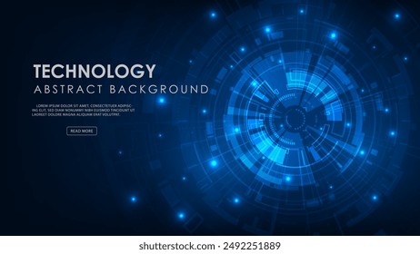 Tecnología de hud digital abstracta con fondo futurista de luz azul.