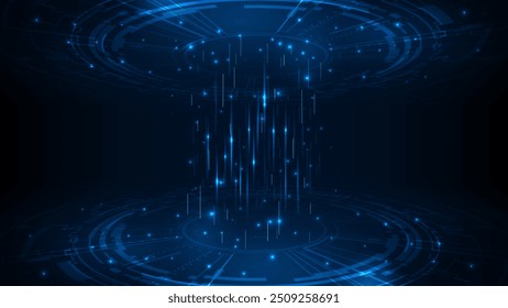 Digitale Hud-Technologie adstract mit Konzept Big Data. Blaues Licht futuristischen Hintergrund.