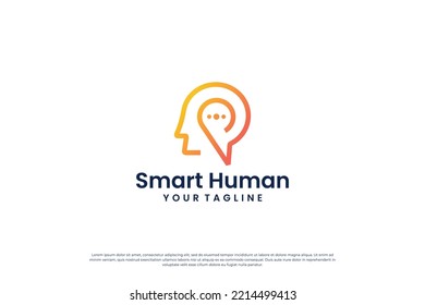 digital human brain connection logo design.