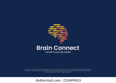 digital human brain connection logo design.