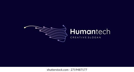 Digital Human Face Logo Artificial Intelligence Technology AI and Cyber network Data Speed vector Design