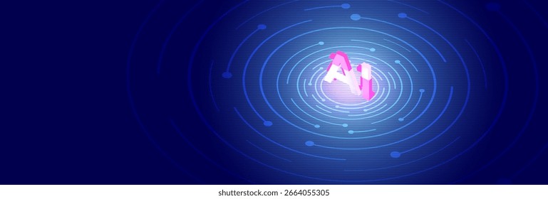 Digital human head with AI neural network connections, glowing lines, and abstract tech background, symbolizing future innovation and intelligence.