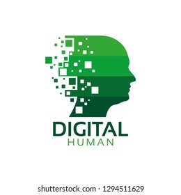 Digital human logo icon design template isolated