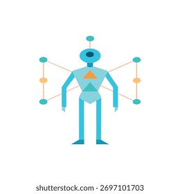 digital human made of light beams and geometric