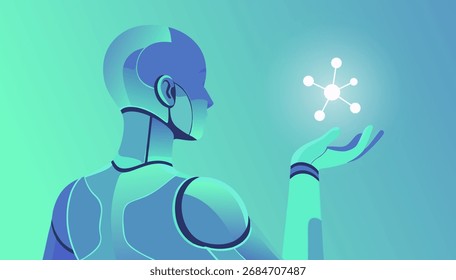 Digitaler menschlicher Roboter und DNA