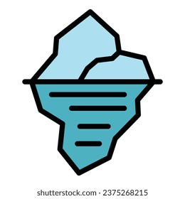 Digital iceberg icon outline vector. Glacier ice. Sea arctic color flat