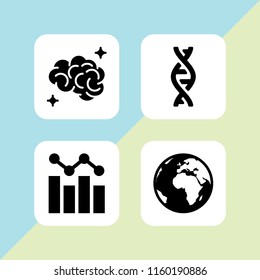 digital icon. 4 digital set with globe, graphic, dna and brain vector icons for web and mobile app