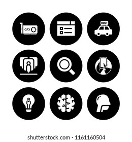 digital icon. 9 digital set with video web, web site, hardware and search vector icons for web and mobile app