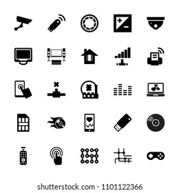 Digital icon. collection of 25 digital filled icons such as security camera, heartbeat on phone, display, network connection. editable digital icons for web and mobile.