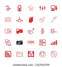 Digital icon. collection of 25 digital filled and outline icons such as equalizer, diskette, pc, signal, pendulum. editable digital icons for web and mobile.