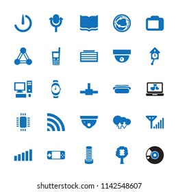 Digital icon. collection of 25 digital filled icons such as connection, business center building, security camera, book, wi-fi. editable digital icons for web and mobile.