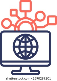Digital Icon Line Color Vector Illustration