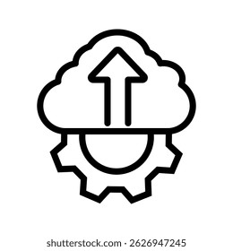 Ícone digital no estilo moderno de contorno vetorial. Representa tecnologia, inovação, conectividade e plataformas online. Adequado para sites, aplicativos móveis, design UIUX, conceito de transformação digital
