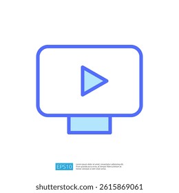 Digital Icon of a Play Button Over a Television Screen Representing Multimedia Content and Interactive Learning in Modern Education