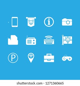 digital icon set about information button, camera, fax and standard vector set