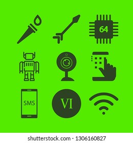 digital icon set with six, signal and flambeau vector illustration