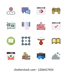 digital icon set. vector set about gamepad, browser, attachment and video card icons set.
