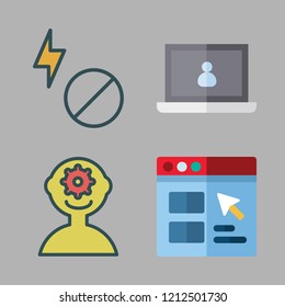 digital icon set. vector set about laptop, browser, flash and user icons set.
