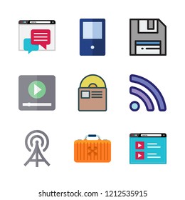 digital icon set. vector set about rss, video player, drone case and browser icons set.