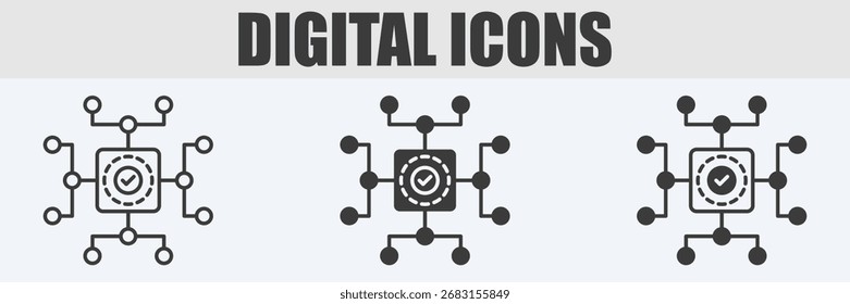 Digital Icon Set Vector Illustration in Outline, Glyph, and Mixed