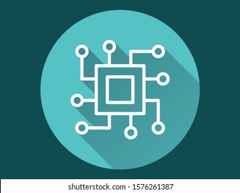 Digital icon. Simple illustration with long shadow isolated for graphic and web design.