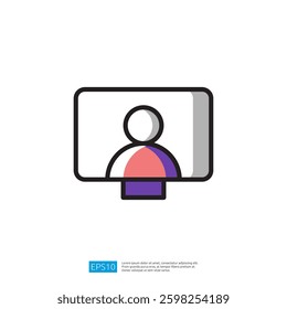 Digital Icon of a User Profile On a Screen Representing Virtual Communication and Online Presence