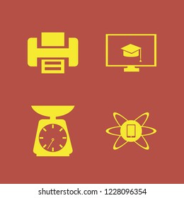 digital icon. digital vector icons set printer, online education, kitchen scale and phone technology