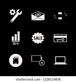 digital icon. digital vector icons set wrench gear, empty battery, sale and diagram