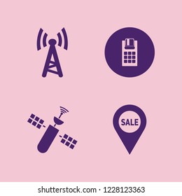 digital icon. digital vector icons set pos terminal, sale location, wi fi and satellite