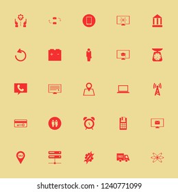 digital icon. digital vector icons set alarm, response letter, atom and free delivery