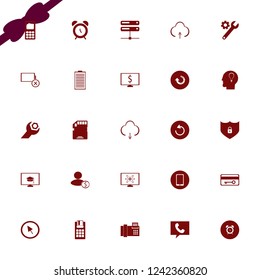 digital icon. digital vector icons set download, server, empty battery and cursor