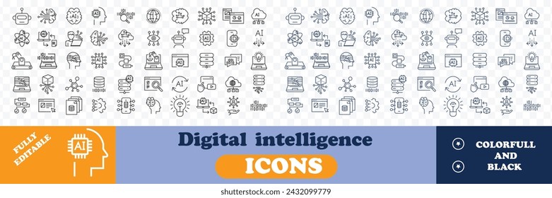 Digital icons Pixel perfect. Computer, network, robot, ....