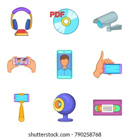 Digital icons set. Cartoon set of 9 digital earth vector icons for web isolated on white background